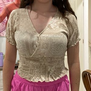 Tan and white shirt pattered shirt